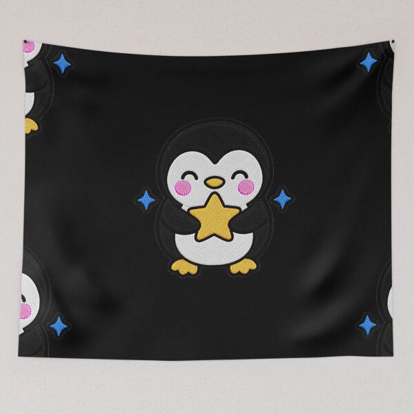 Item preview, Cute Penguin Holding Yellow Star Kawaii Embroidery Patch designed and sold by ColorSplash123.