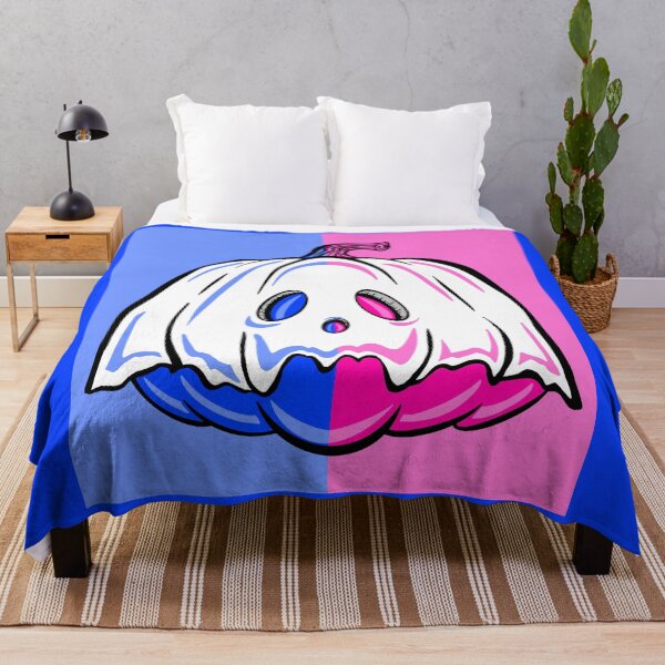Item preview, Pink And Blue Ghost Pumpkin With blue background designed and sold by missmann.