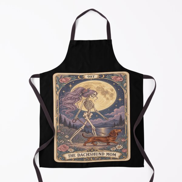 Item preview, Skeleton Dachshund Mom Moon Tarot designed and sold by POD DYNASTY | Original Print On Demand T-Shirt Graphics.
