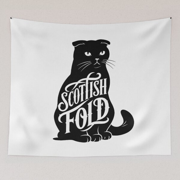 Item preview, Scottish Fold Cat Word Art | Typography Cat Silhouette Design designed and sold by AyfuDesigns.