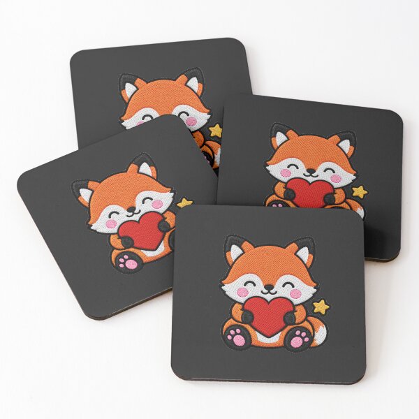 Item preview, Cute Fox Hugging Red Heart Kawaii Embroidery Patch designed and sold by ColorSplash123.