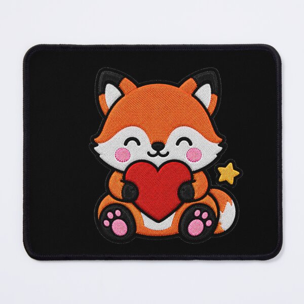 Item preview, Cute Fox Hugging Red Heart Kawaii Embroidery Patch designed and sold by ColorSplash123.