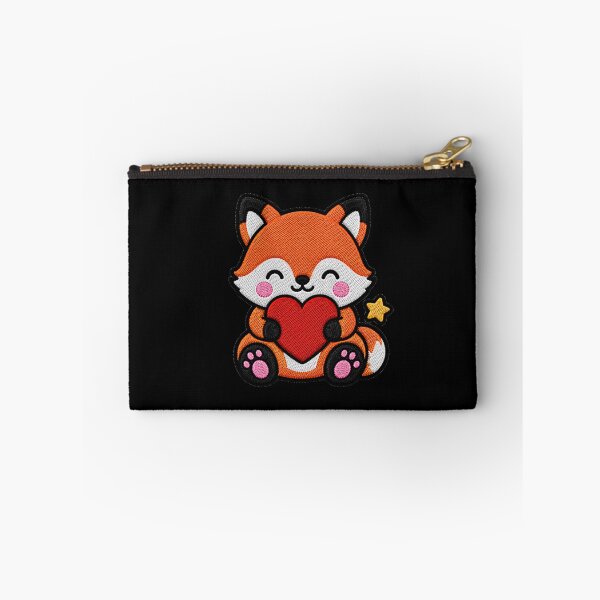 Item preview, Cute Fox Hugging Red Heart Kawaii Embroidery Patch designed and sold by ColorSplash123.
