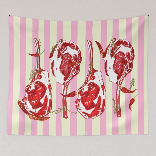 Item preview, Tomahawk Steak with Chili Herbs in Pink Stripes designed and sold by MaiZephyr.