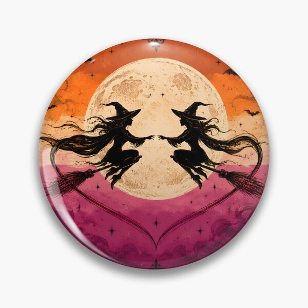 Item preview, Witchy Lesbian Pride Flag Halloween Full Moon, Bats, Heart  designed and sold by Travelslightly.
