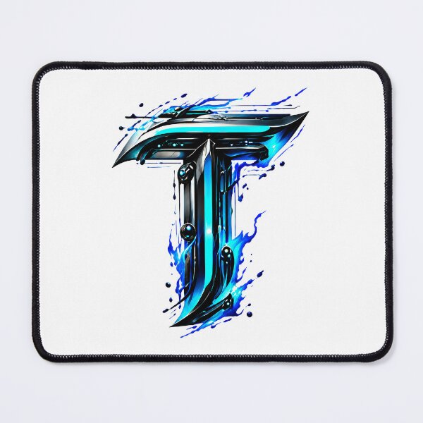 Item preview, AquaFlare Cipher The Teal Inferno Letter T designed and sold by BlissBlvdShop.