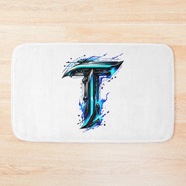 Item preview, AquaFlare Cipher The Teal Inferno Letter T designed and sold by BlissBlvdShop.