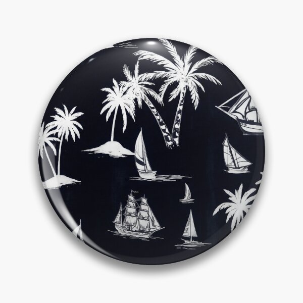 Item preview, Vintage Tropical Nautical Pattern with Tall Ships and Palm Trees designed and sold by Freedom Line Studio.