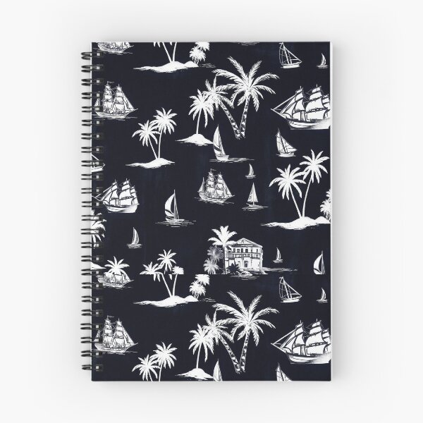 Item preview, Vintage Tropical Nautical Pattern with Tall Ships and Palm Trees designed and sold by Freedom Line Studio.