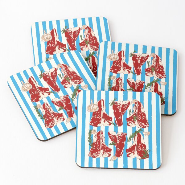 Item preview, T-Bone Steak Blue Stripes Pop Art Kitchen designed and sold by MaiZephyr.