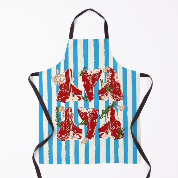 Item preview, T-Bone Steak Blue Stripes Pop Art Kitchen designed and sold by MaiZephyr.