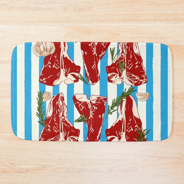 Item preview, T-Bone Steak Blue Stripes Pop Art Kitchen designed and sold by MaiZephyr.