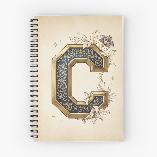 Item preview, Vintage Celestial Botanical Letter C Watercolor Art designed and sold by TheMinimalFrame.