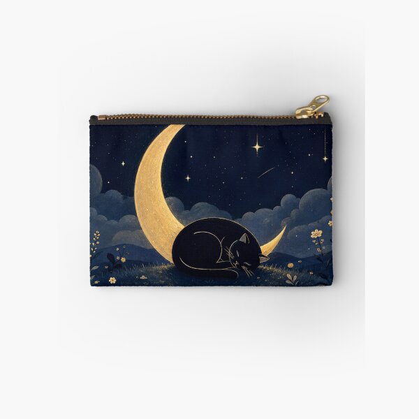 Item preview, Black Cat Under Crescent Moon | Celestial Night Sky Cat designed and sold by AbstractAuraArt.