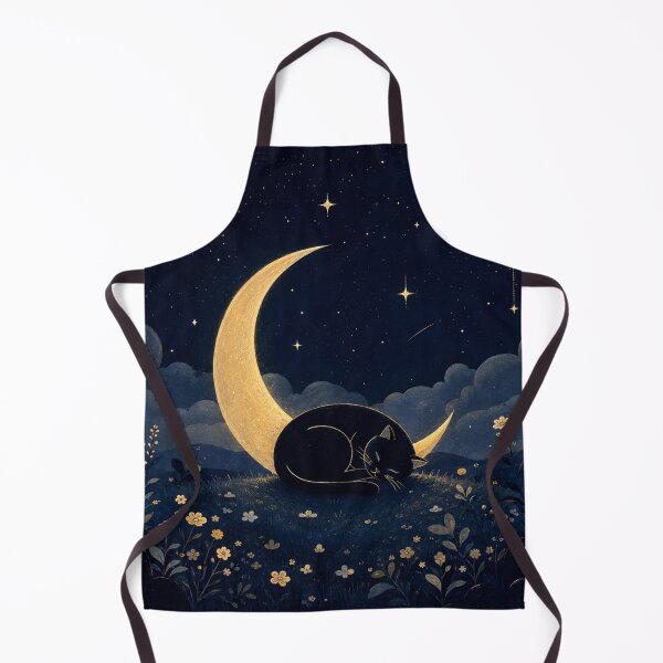 Item preview, Black Cat Under Crescent Moon | Celestial Night Sky Cat designed and sold by AbstractAuraArt.