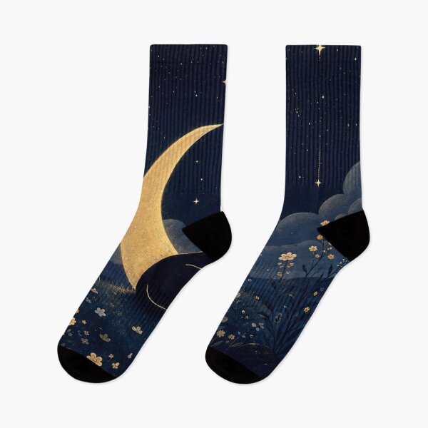 Item preview, Black Cat Under Crescent Moon | Celestial Night Sky Cat designed and sold by AbstractAuraArt.