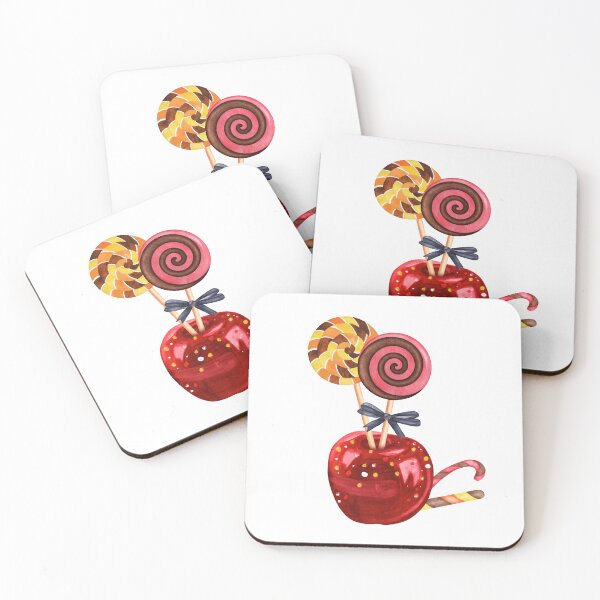 Item preview, Watercolor Candy Apple with Lollipops and Candy Canes Halloween Art designed and sold by ElenaValeto.
