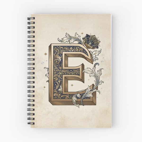 Item preview, Vintage Celestial Botanical Letter E Watercolor Art designed and sold by TheMinimalFrame.