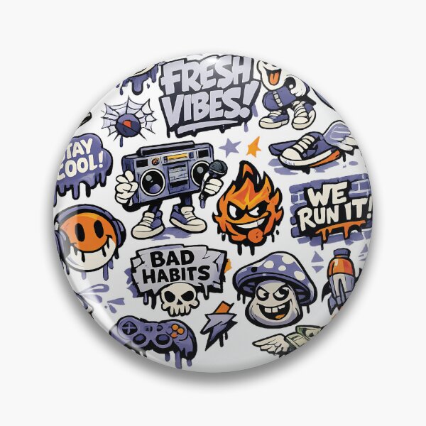 Item preview, Urban Graffiti Sticker Bomb Collage Fresh Vibes Bad Habits Streetwear Graphic designed and sold by DesignArtist.ia.