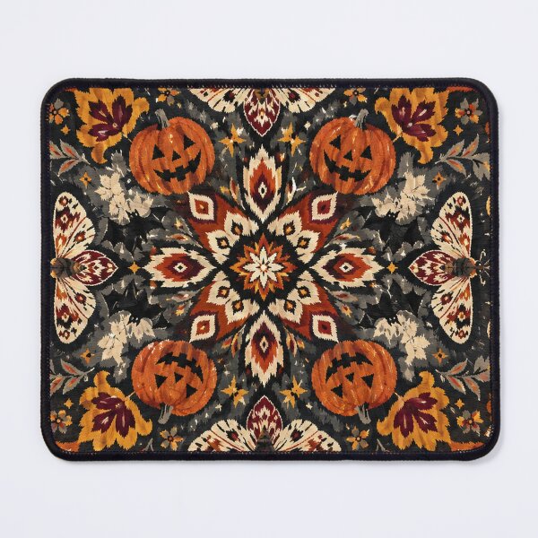 Artikelvorschau, Halloween-Mandala – Aufwendiges, geometrisches Ikat-Muster mit gruseliger Optik entworfen und verkauft von Ink Matrix.