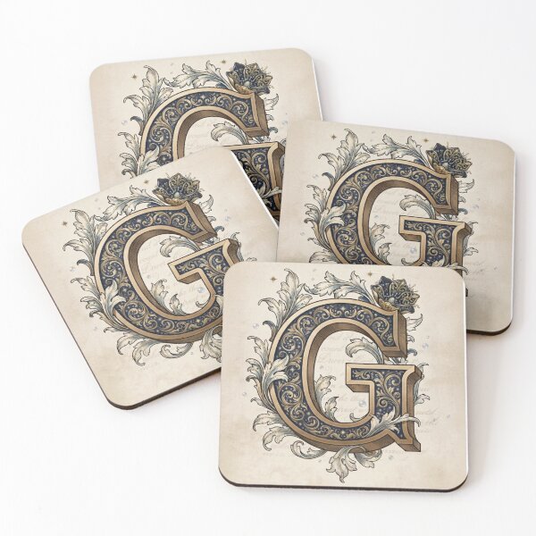 Item preview, Vintage Celestial Botanical Letter G Watercolor Art designed and sold by TheMinimalFrame.