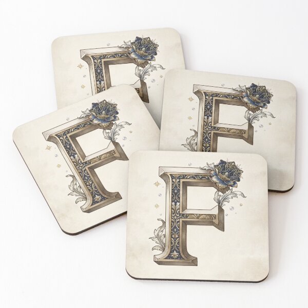 Item preview, Vintage Celestial Botanical Letter F Watercolor Art designed and sold by TheMinimalFrame.