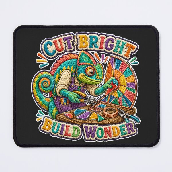Item preview, Chameleon Stained Glass Artist – Cut Bright Build Wonder Embroidery Design - For Labour Day designed and sold by Jaani-T.