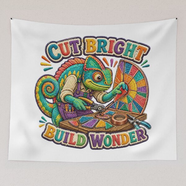Aperçu de l'œuvre Artiste verrière caméléon – Motif de broderie Cut Bright Build Wonder – Pour la fête du Travail créée et vendue par Jaani-T.