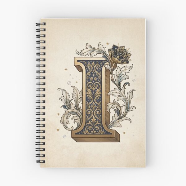 Item preview, Vintage Celestial Botanical Letter I Watercolor Art designed and sold by TheMinimalFrame.