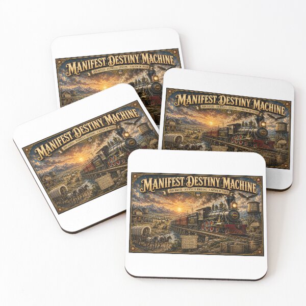 Item preview, Manifest Destiny Machine – Vintage American Steam Railroad Poster designed and sold by ASABCreative.