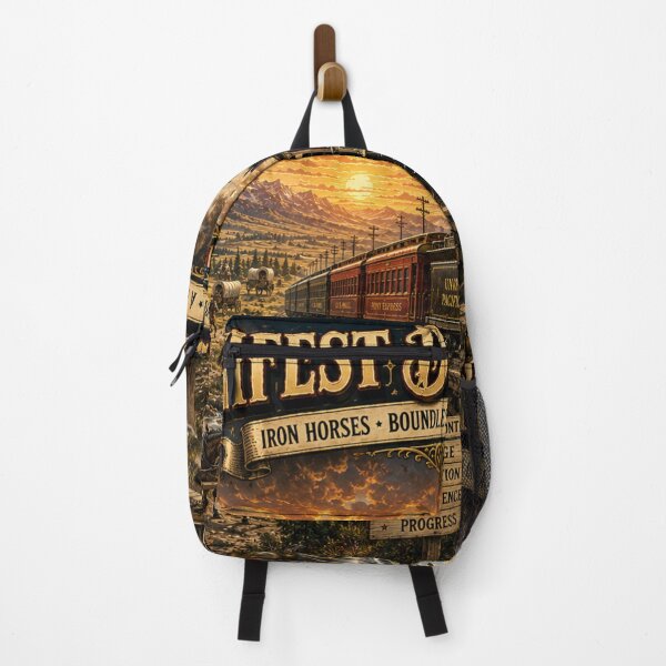 Item preview, Manifest Destiny Machine – Vintage American Steam Railroad Poster designed and sold by ASABCreative.