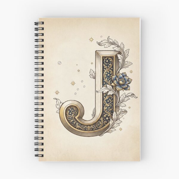 Item preview, Vintage Celestial Botanical Letter J Watercolor Art designed and sold by TheMinimalFrame.
