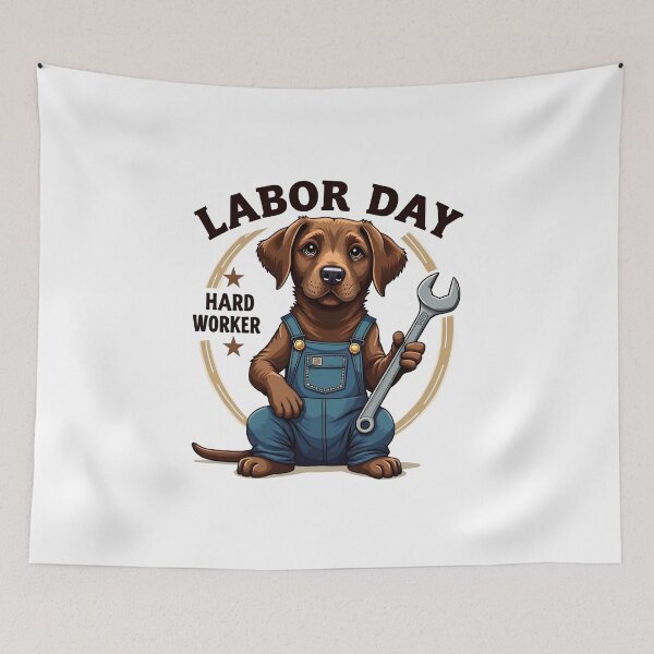 Item preview, LABOR DAY HARD WORKER MECHANIC DOG ART designed and sold by PawsStudioAU.