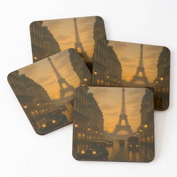 Item preview, Golden Hour Paris Sunset – Vintage Eiffel Tower Street Scene designed and sold by PixelShedStudio.