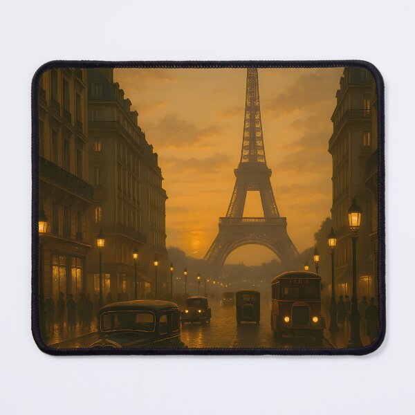 Item preview, Golden Hour Paris Sunset – Vintage Eiffel Tower Street Scene designed and sold by PixelShedStudio.
