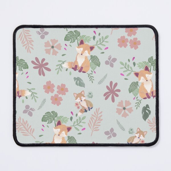 Item preview, Woodland Fox Floral Seamless Pattern, Whimsical Hand-Drawn Nursery Fabric Design designed and sold by mistywoodstudio.