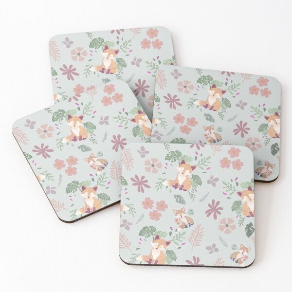 Item preview, Woodland Fox Floral Seamless Pattern, Whimsical Hand-Drawn Nursery Fabric Design designed and sold by mistywoodstudio.