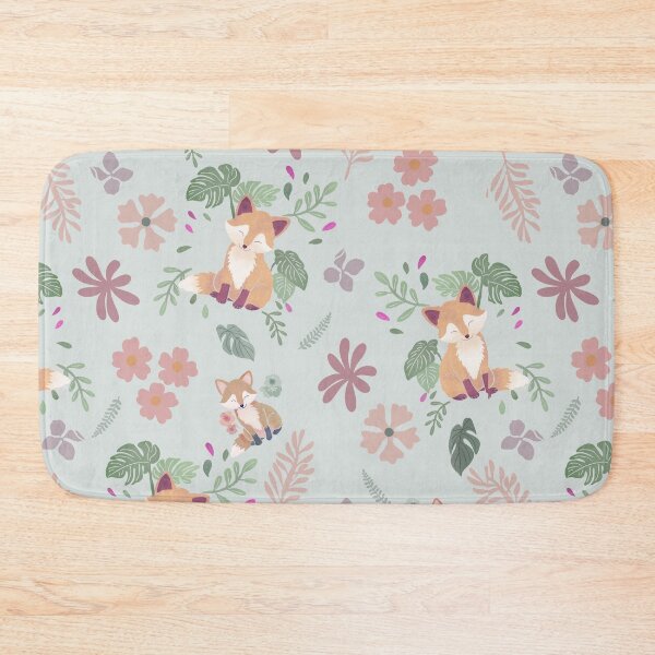 Item preview, Woodland Fox Floral Seamless Pattern, Whimsical Hand-Drawn Nursery Fabric Design designed and sold by mistywoodstudio.