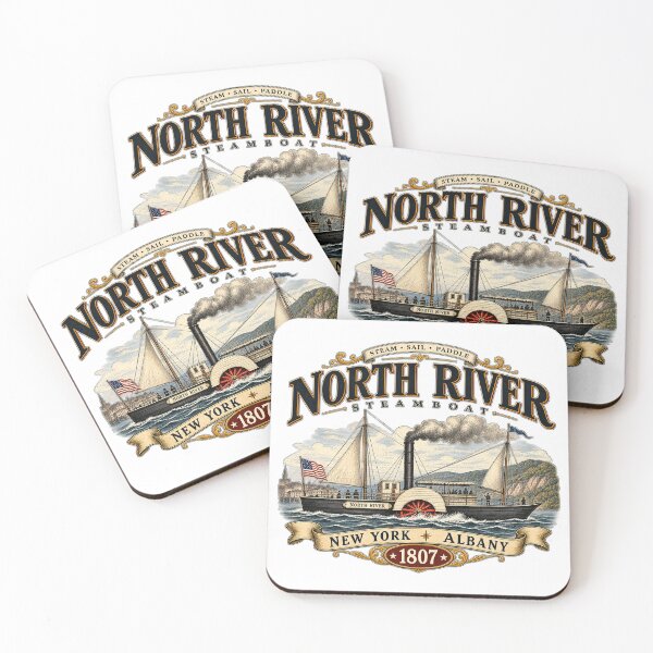 Item preview, North River Steamboat 1807 – New York to Albany Hudson River Steam Navigation designed and sold by Past in Threads.