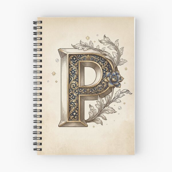 Item preview, Vintage Celestial Botanical Letter P Watercolor Art designed and sold by TheMinimalFrame.