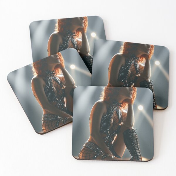 Item preview, Redhead in Black Leather Harness & Thigh High Boots | Sexy Pin-Up for Man Cave designed and sold by Synth Seduction.