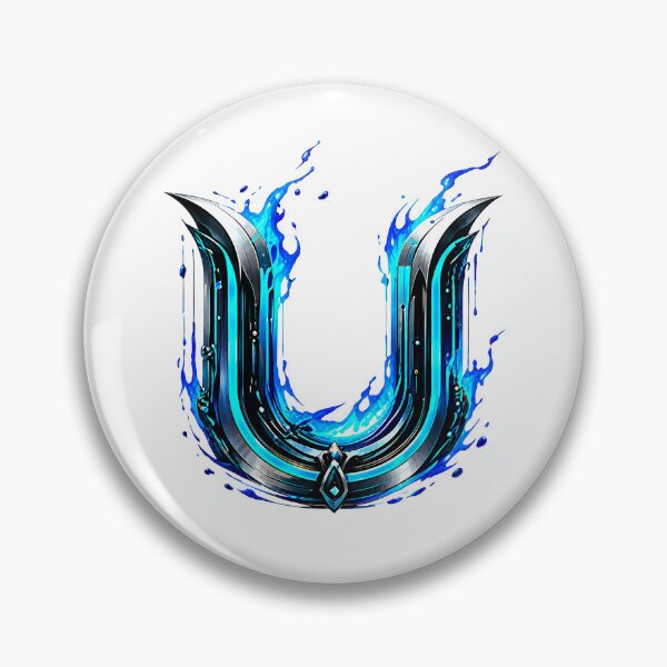 Item preview, AquaFlare Cipher The Teal Inferno Letter U designed and sold by BlissBlvdShop.