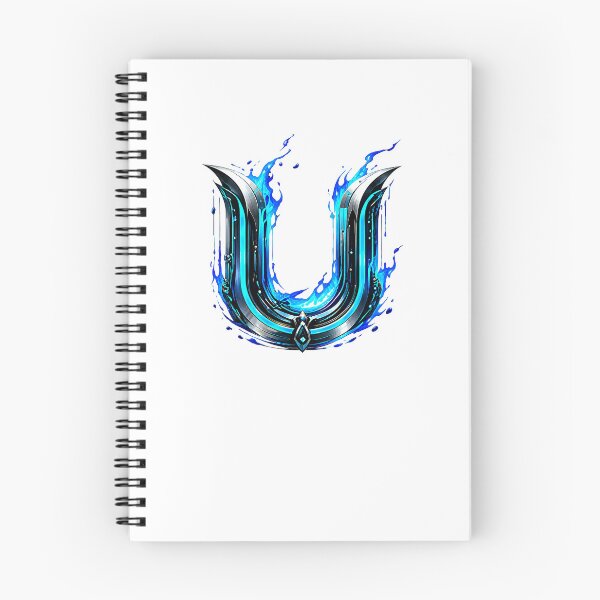 Item preview, AquaFlare Cipher The Teal Inferno Letter U designed and sold by BlissBlvdShop.