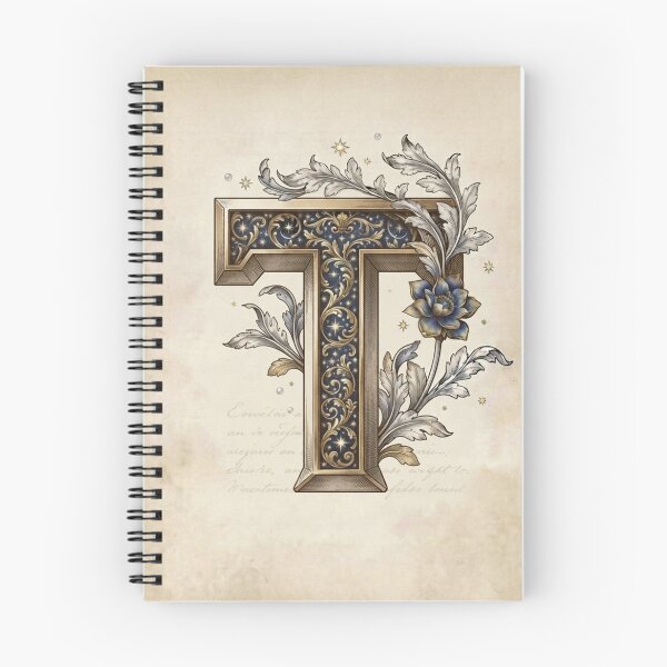 Item preview, Vintage Celestial Botanical Letter T Watercolor Art designed and sold by TheMinimalFrame.
