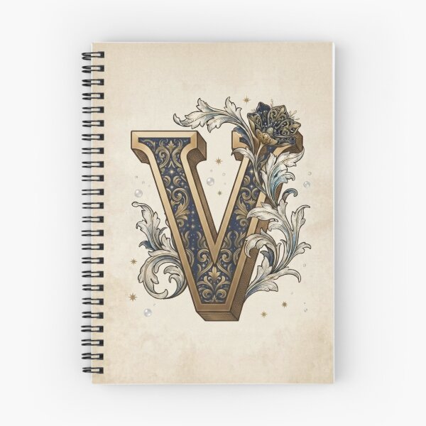 Item preview, Vintage Celestial Botanical Letter V Watercolor Art designed and sold by TheMinimalFrame.