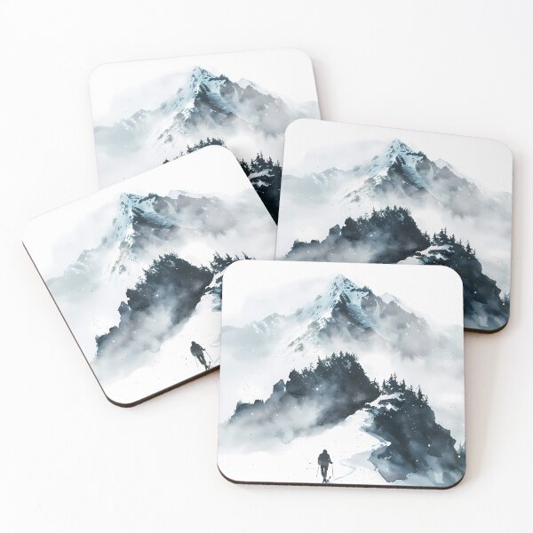Item preview, Summit Climber: Dreamy watercolor mountain landscape in winter designed and sold by Artdavesalzburg.