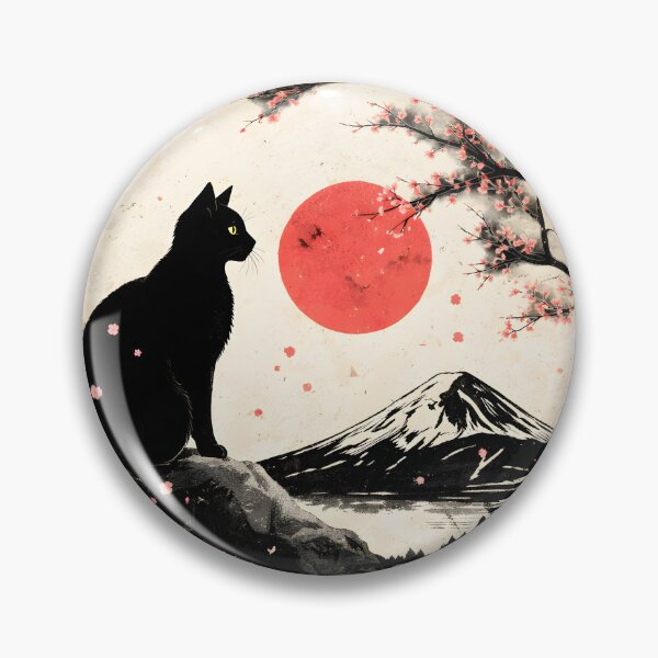 Item preview, Cat Under Red Moon Sakura Night designed and sold by TeeVelora.