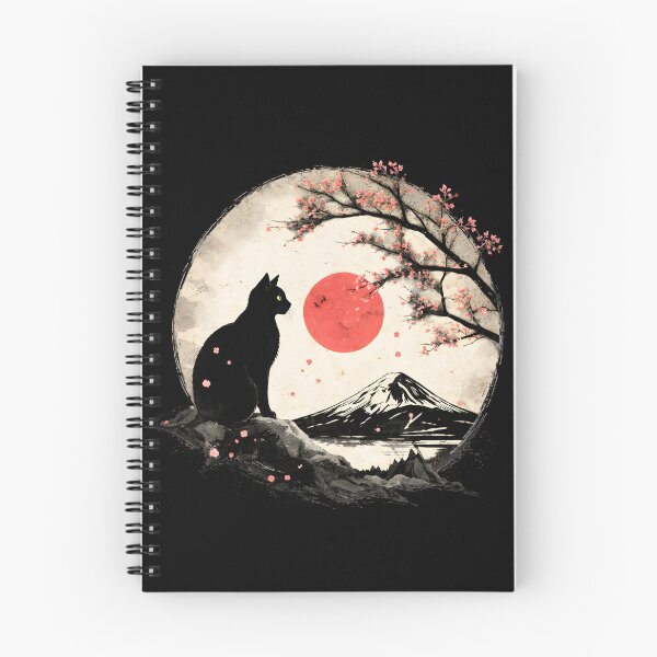 Item preview, Cat Under Red Moon Sakura Night designed and sold by TeeVelora.