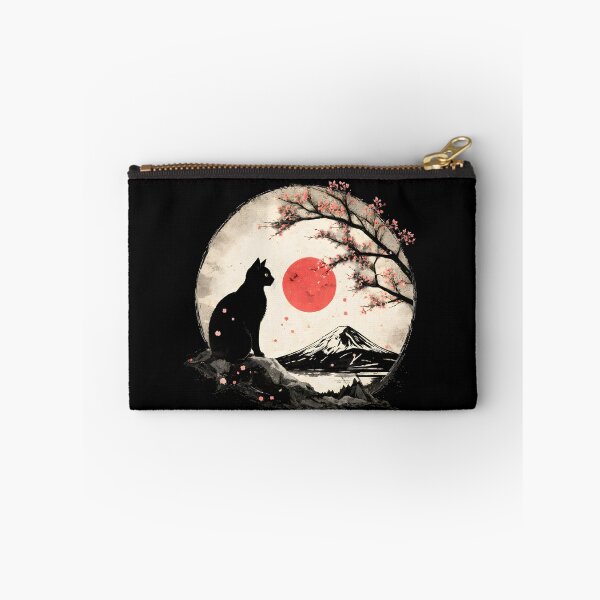 Item preview, Cat Under Red Moon Sakura Night designed and sold by TeeVelora.