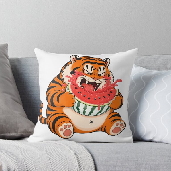 Item preview, Chubby Tiger Eating Juicy Summer Watermelon designed and sold by aigcx.